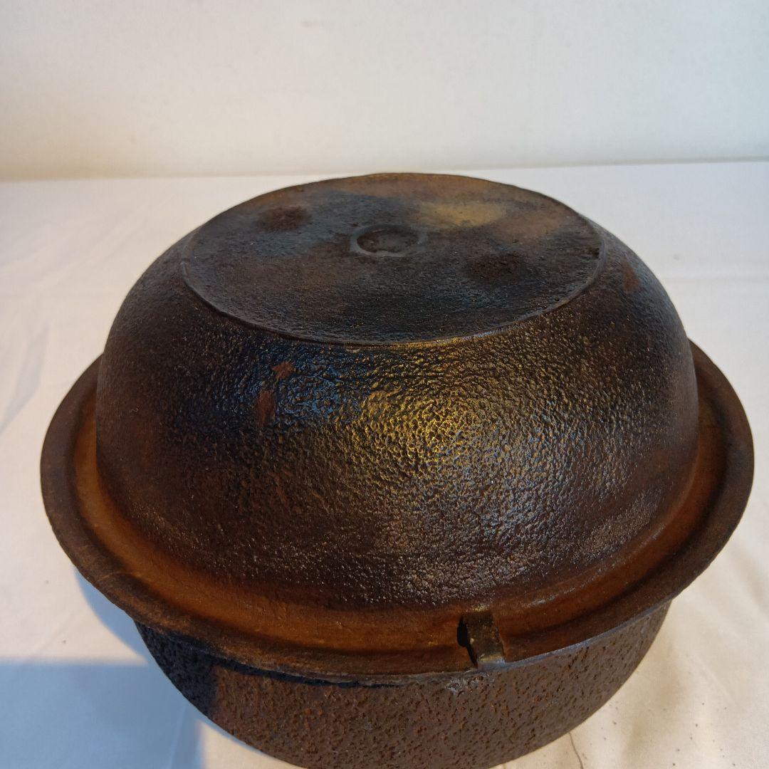 茶道具　(釜師)和田美之助　唐銅朝鮮風炉　真形釜　共箱