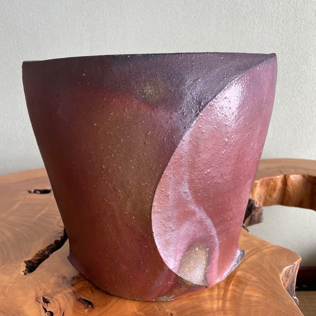 岡山県 備前焼 山下譲治 花入 陶芸 共箱