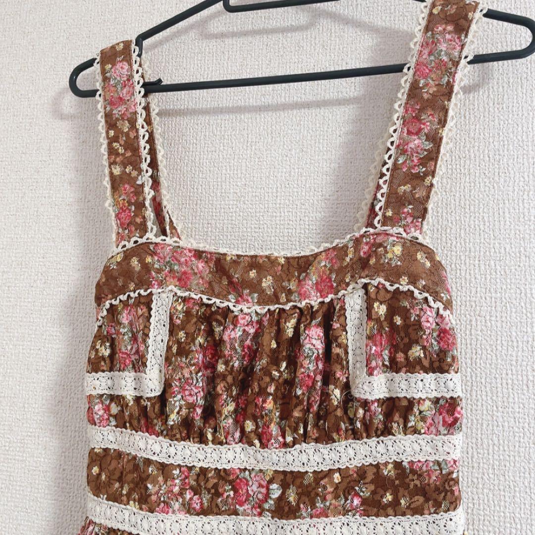 LIZLISA リズリサ チョコレート色 花柄ワンピース フラワー 平成 y2k