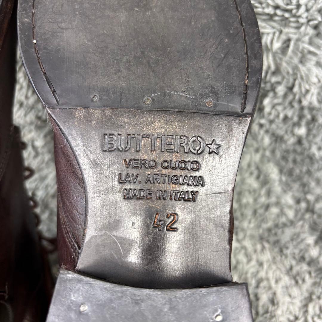 【美品】ブッテロ ワークブーツ レースアップ B1101 ブラウン 27.5