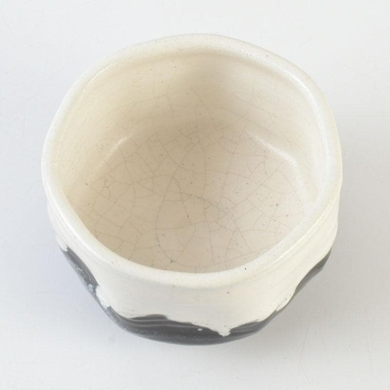 茶道具　京焼　丹羽好一作　白流茶碗　共布共箱　V　9803