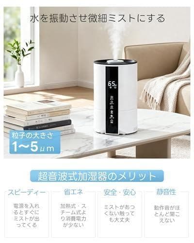 加湿器 卓上 小型 大容量 5L【冬新登場・知能恒湿】 超音波式 ハイ_corg