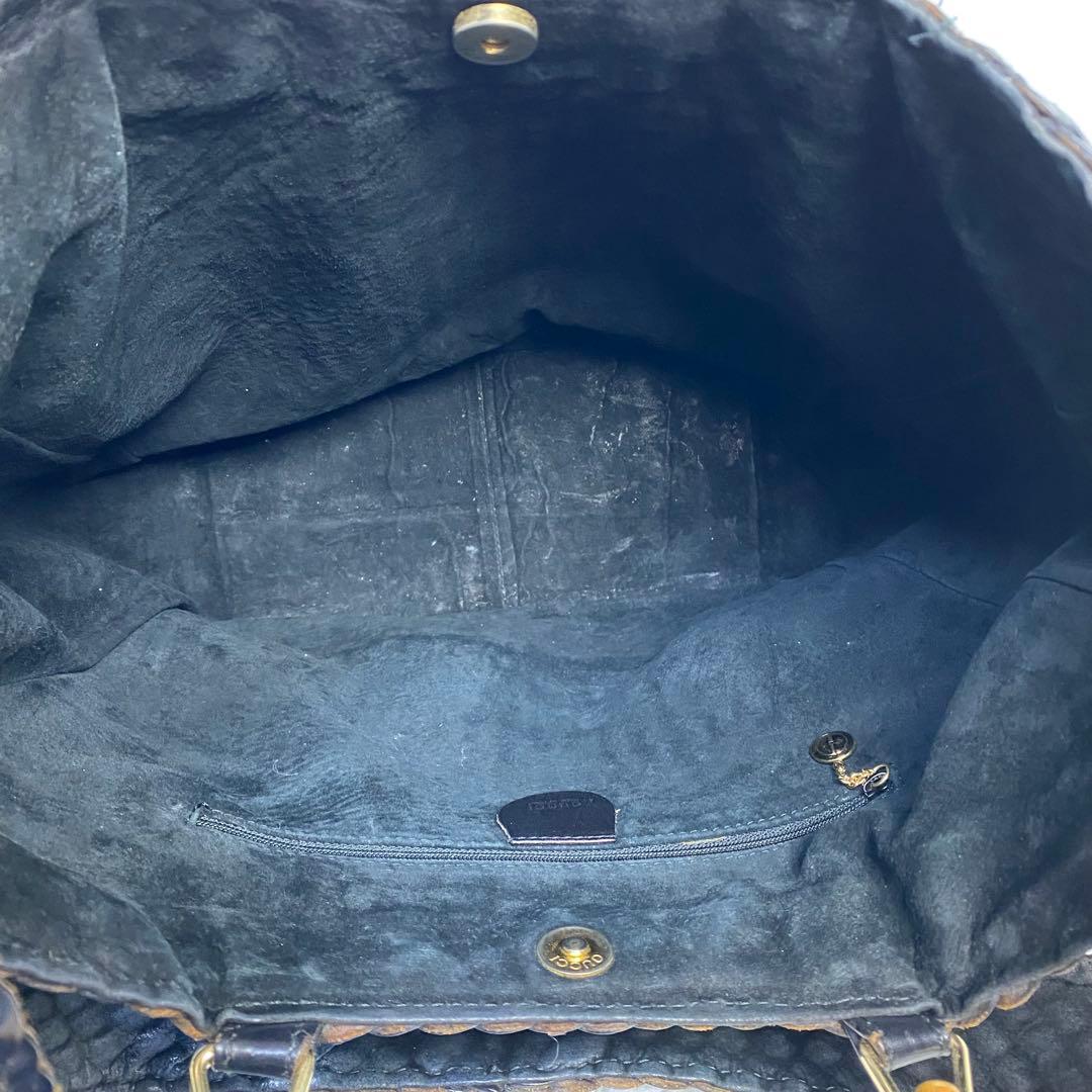GUCCI グッチ カゴバッグ バンブー 2WAY 編み込み レザー ブラック