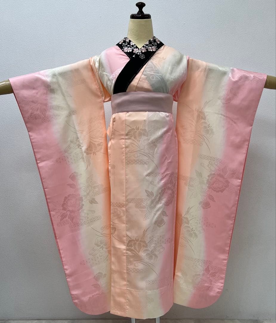 振り袖　フルセット　長襦袢　成人式　金彩加工　絞り　熨斗目　長尺袋帯　734