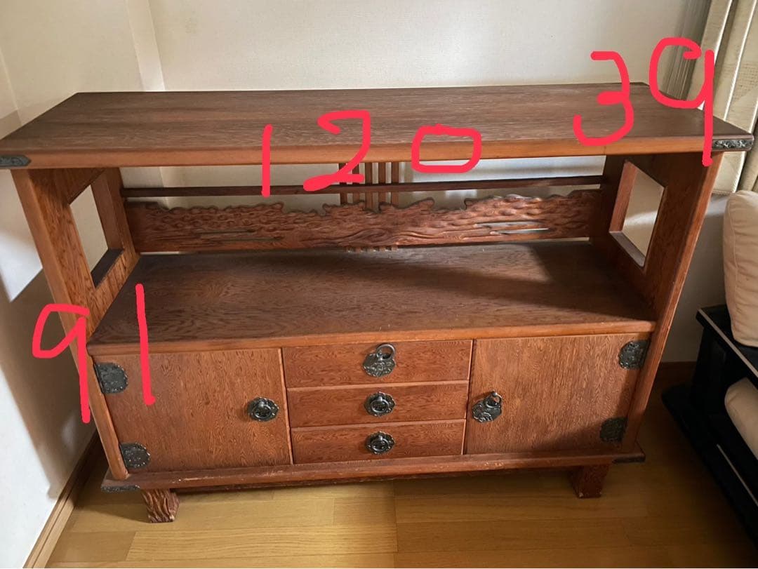 ［終了します］木製オープンシェルフ付き家具　チェスト　和チェスト　アンティーク