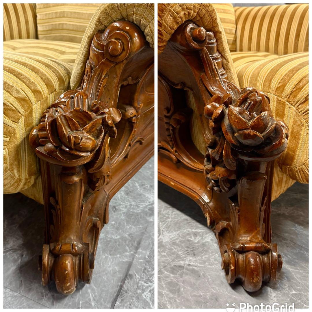 重厚な存在感　中国家具 花梨材 唐木 ソファ チェア 無垢 高級飾り家具　①ハ