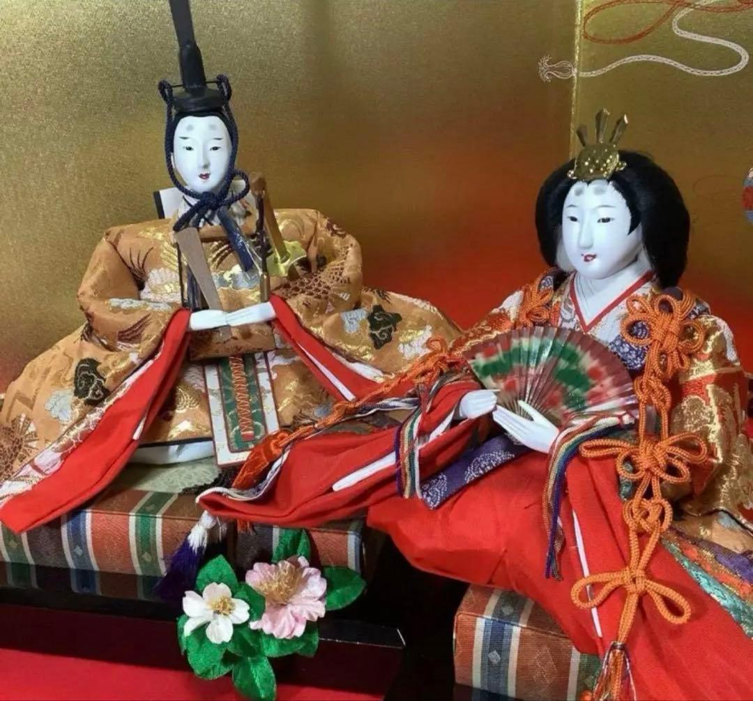 【古い親王飾り】【木製‼️台座付き】古雛飾りコレクションーけ