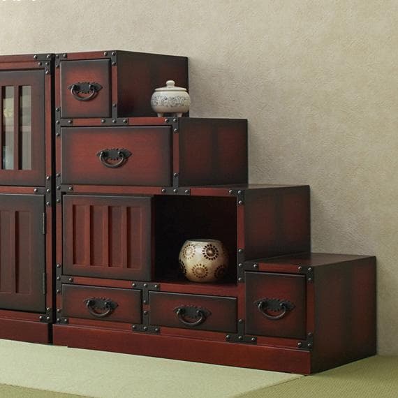 右下がり階段箪笥 レトロ調 H70