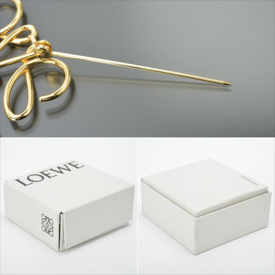 美品 ロエベ LOEWE アナグラム ブローチ ゴールド 箱/ショッパー/袋付き