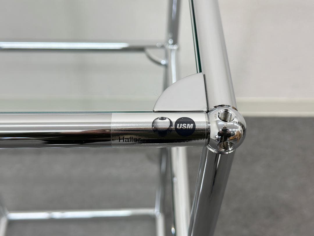 正規品!ほぼ未使用品■USMハラー■スリム　オープンシェルフ　1列2段　ガラス