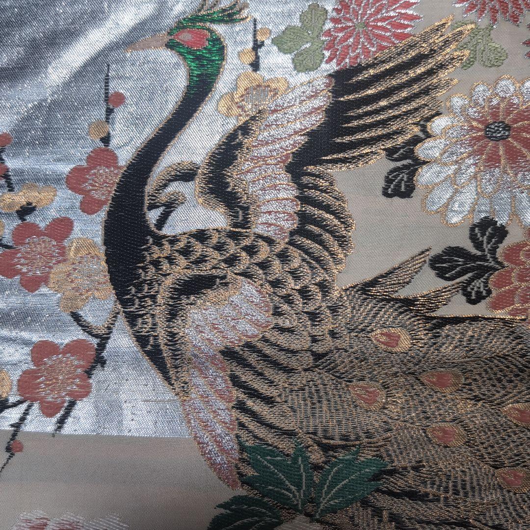 【まちこまち、4点】 979 美品　アンティーク　名古屋帯　　孔雀と花