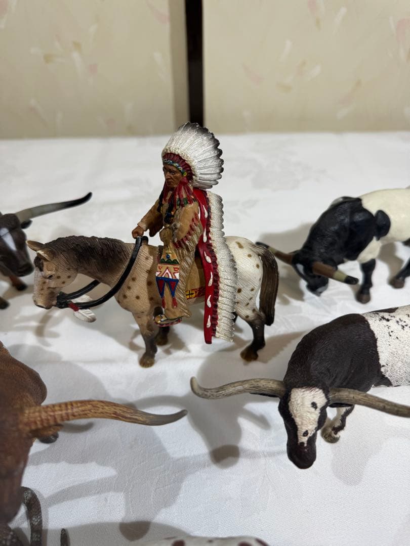 動物フィギュア　シュライヒ　その他　牛とインディアン