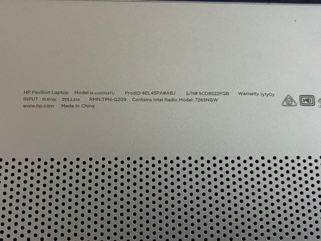 HP Pavilion 15-cu0004tu 可動品　ノートPC