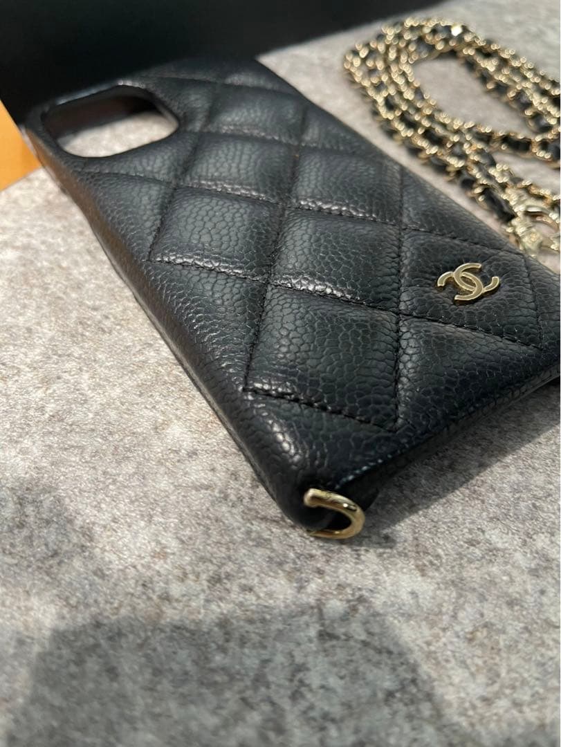 シャネル iPhone 12 ケース ブラック 確実正規品