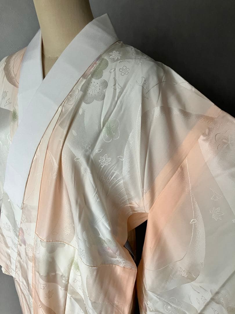 美品 雅な扇と四季草花の訪問着と長襦袢セット