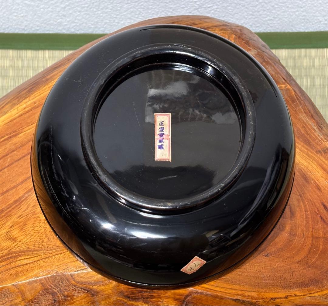 年代物 輪島塗 黒塗り 会箱 お椀 喰籠 大椀