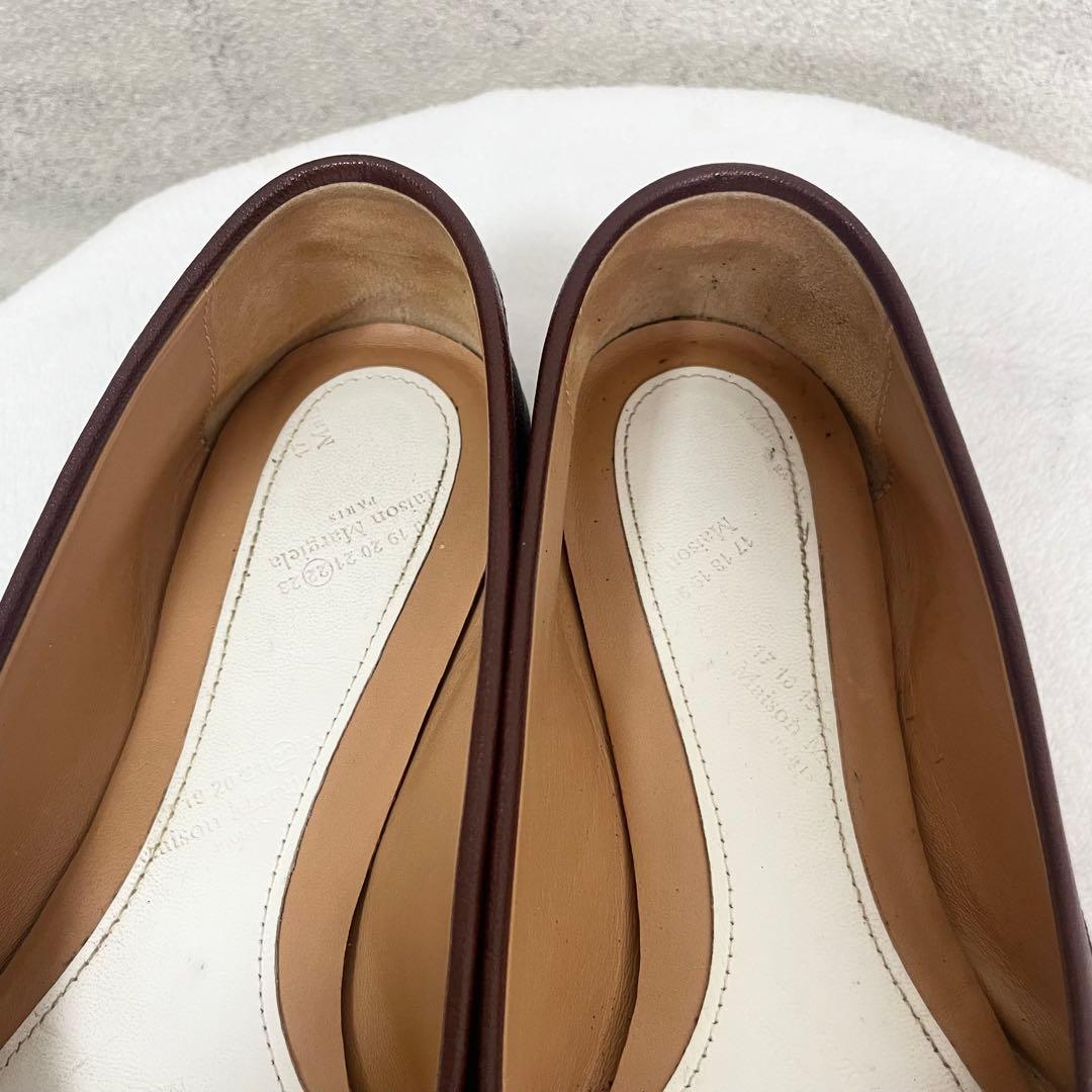 メゾンマルジェラ　フラットシューズ　足袋　レザー　ブラウン　本革