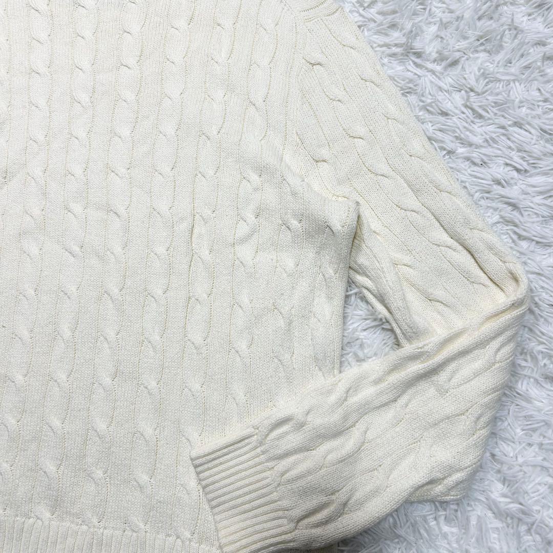 美品 大きめ 希少サイズ 近年 ポロラルフローレン ケーブルニット セーター 白