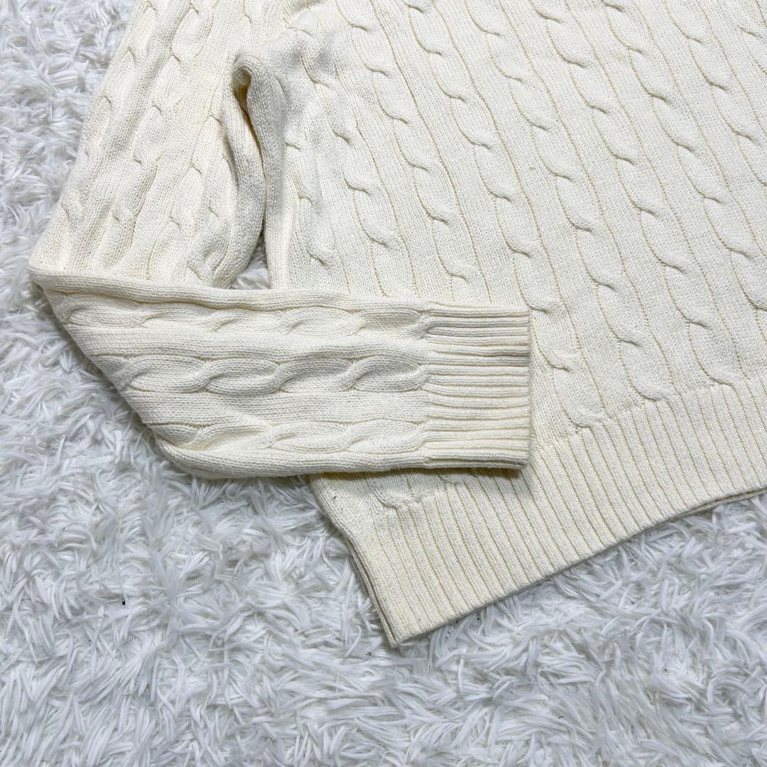 美品 大きめ 希少サイズ 近年 ポロラルフローレン ケーブルニット セーター 白