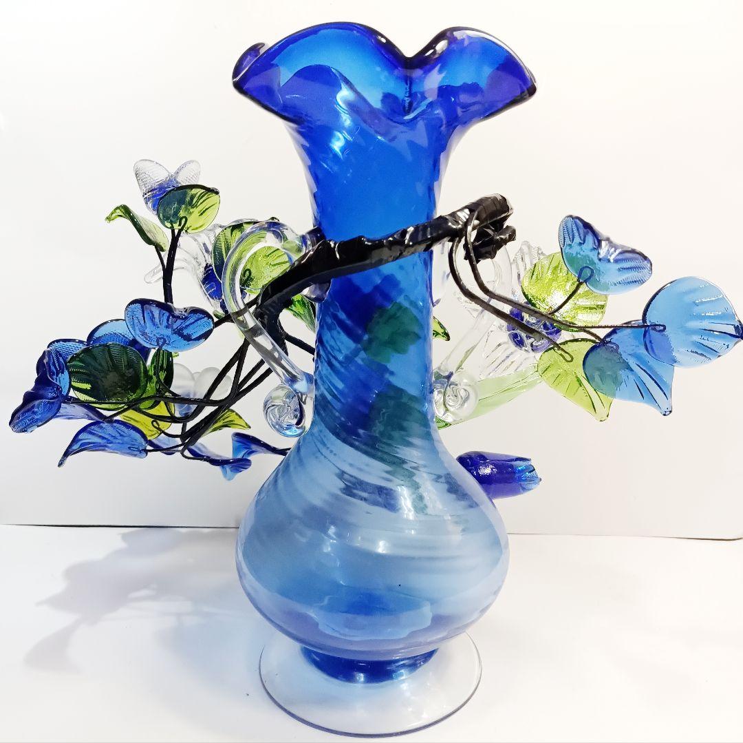 【美品】琉球ガラス 花瓶 ガラスオブジェ ガラス工芸30cm