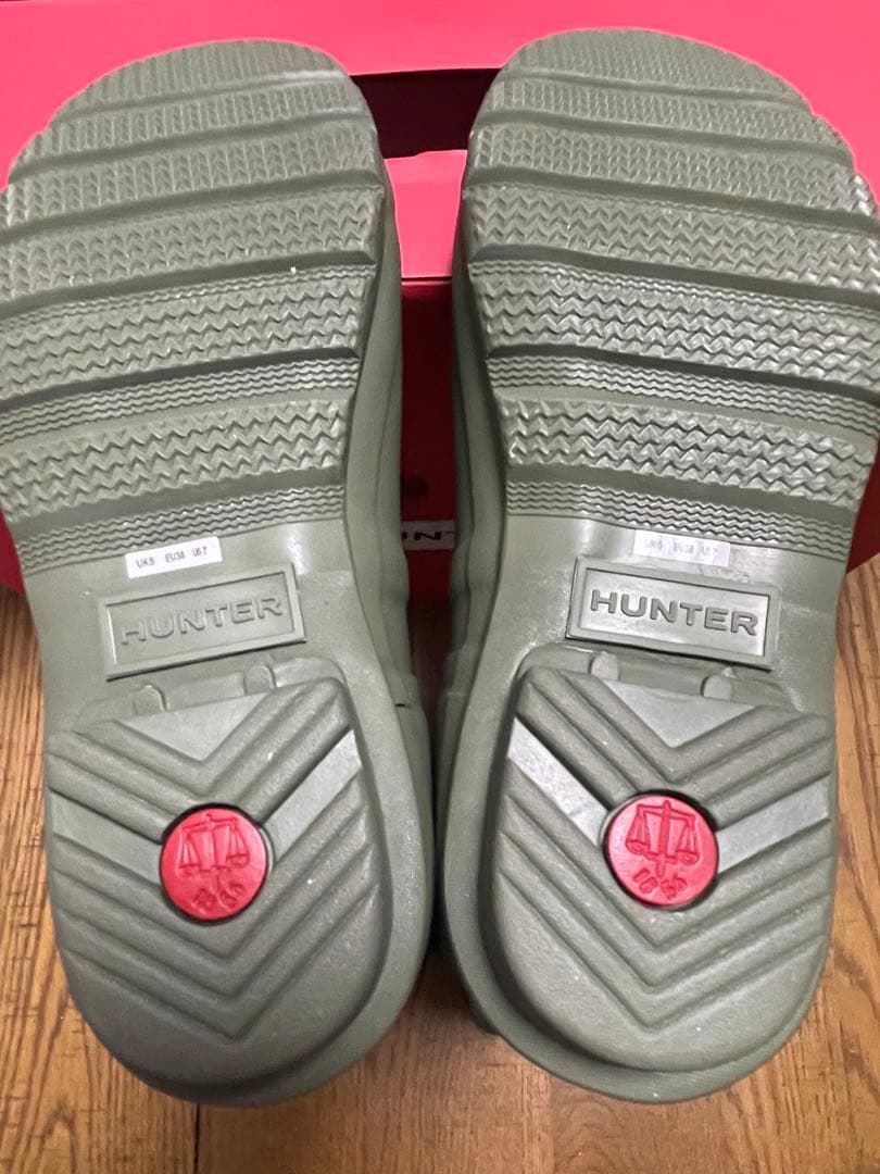 HUNTER レインブーツ　カーキ 長靴 箱付き