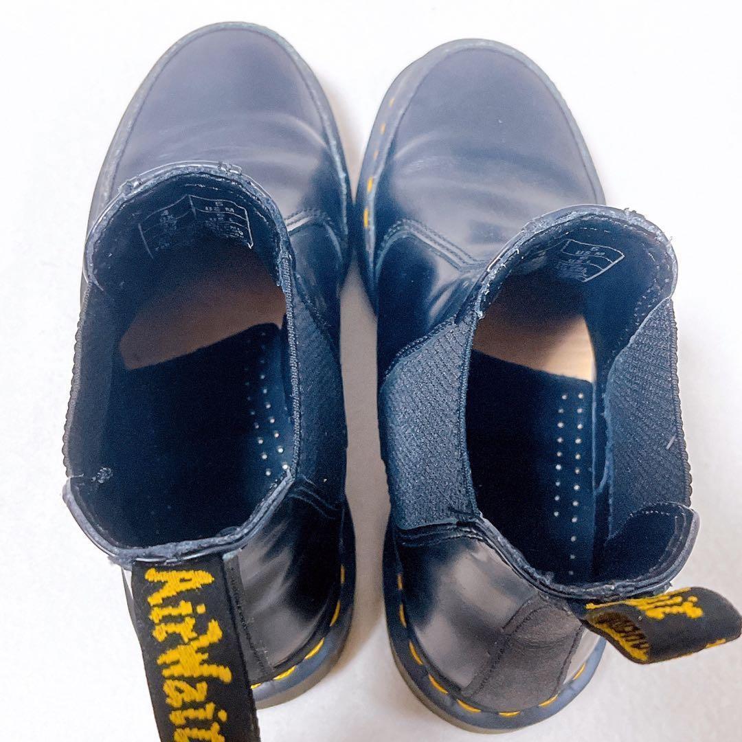 レア ドクターマーチン サイドゴア 黒 レザー ドッキング チェルシー ステッチ