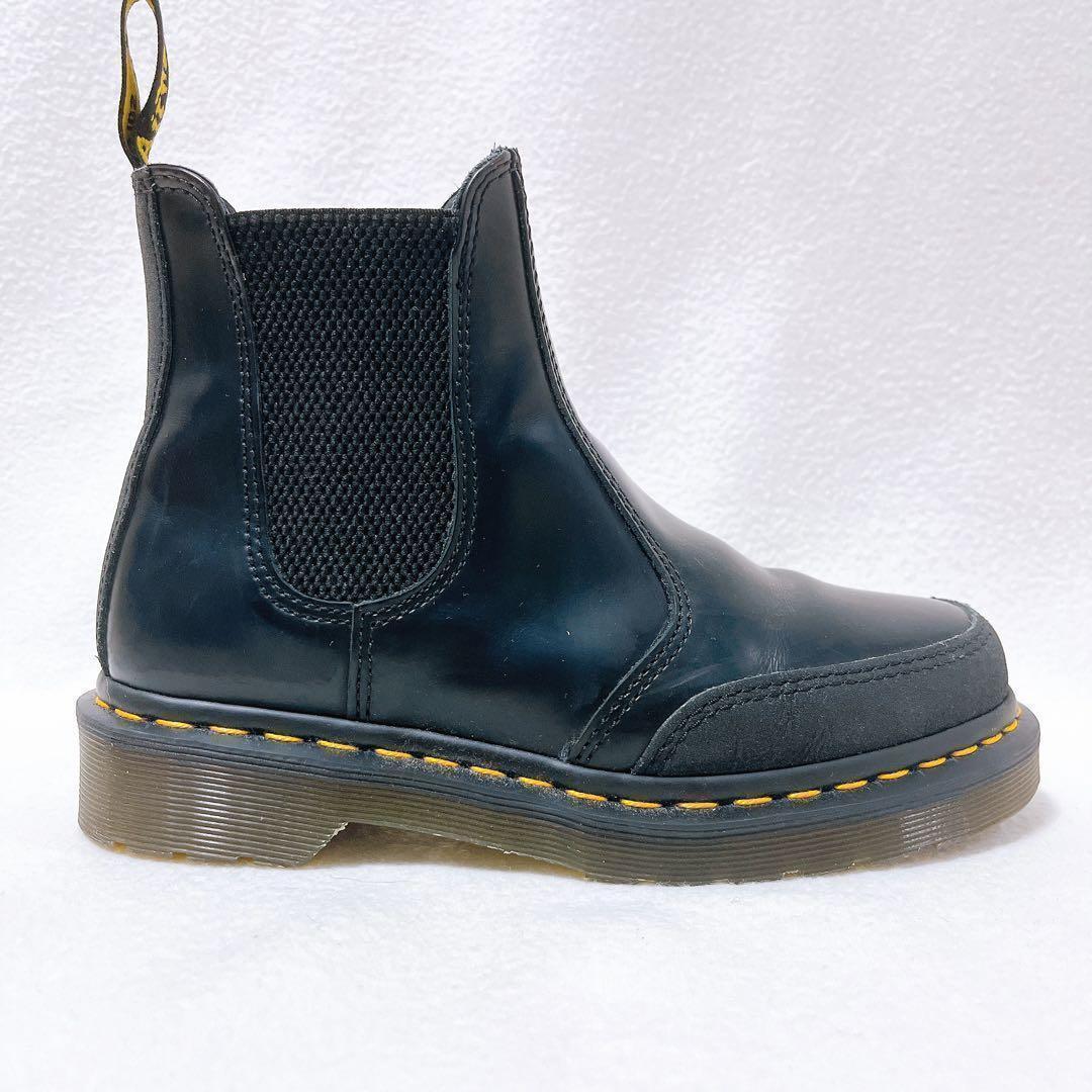 レア ドクターマーチン サイドゴア 黒 レザー ドッキング チェルシー ステッチ