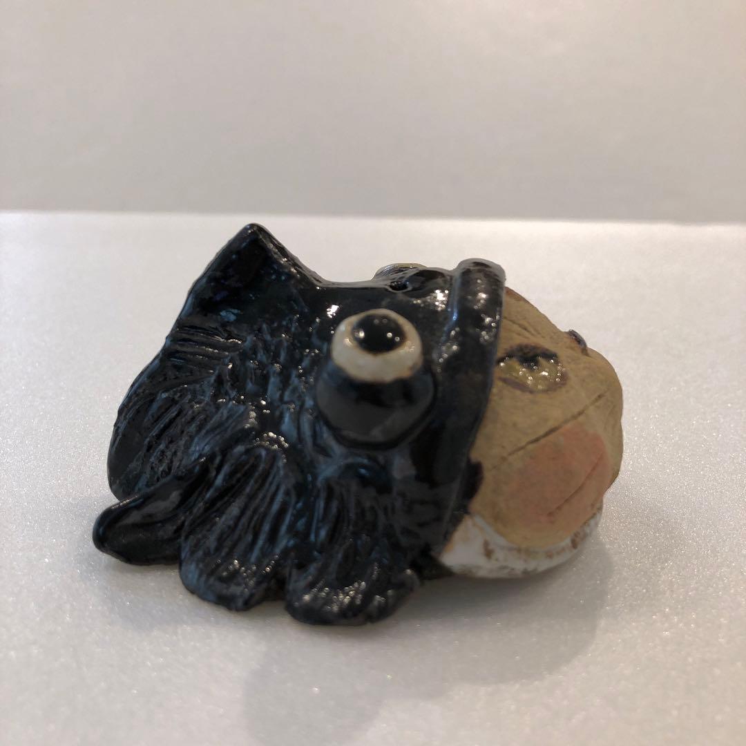 【新品】人気作家 岡村洋子 猫かぶりシリーズ 金魚★黒 置物 焼き物