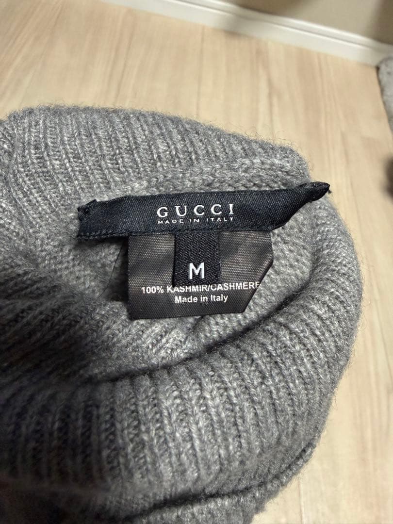 【美品】GUCCI グッチ カシミア タートルネックセーター グレー M