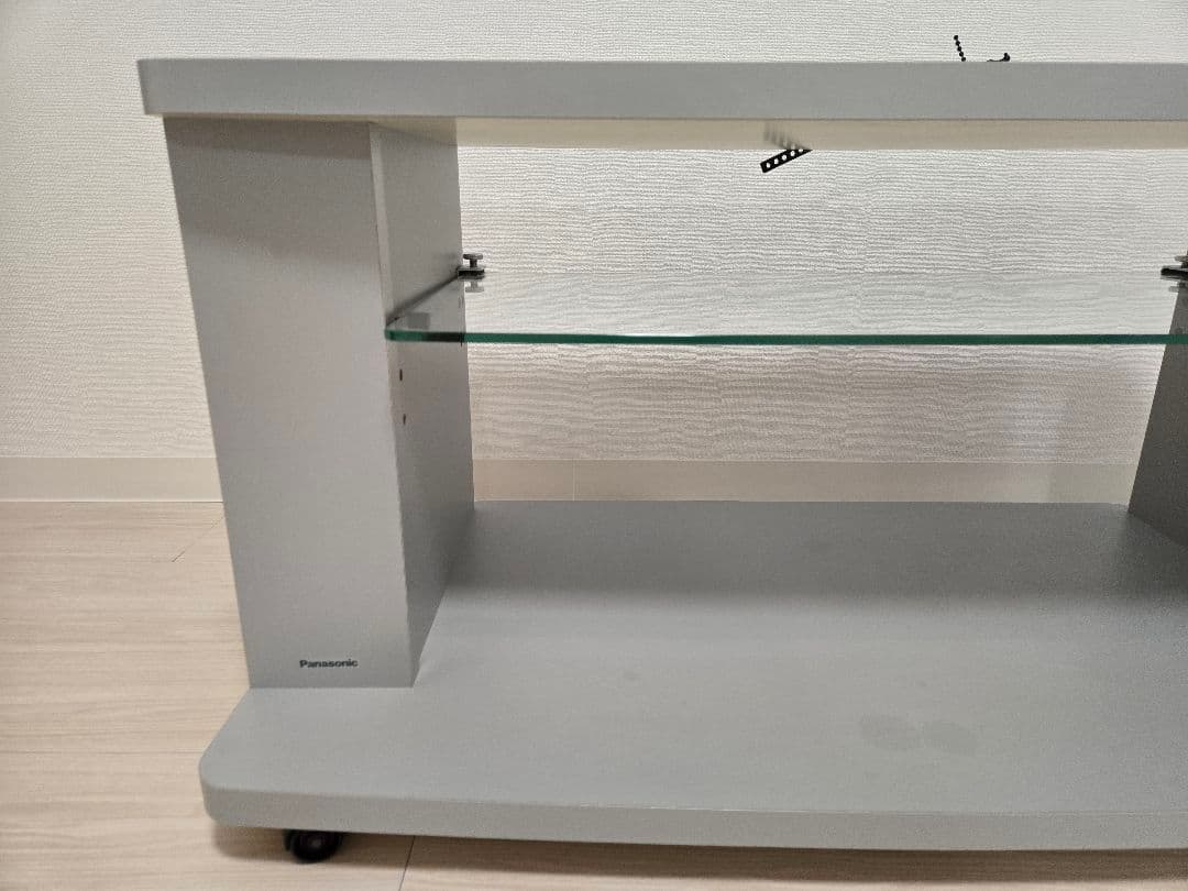 Panasonic テレビ台 グレー ガラス棚 キャスター付き