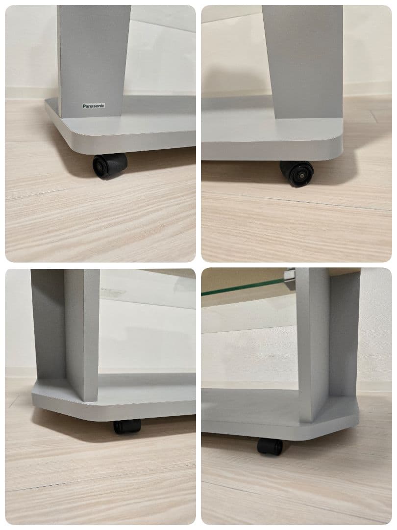 Panasonic テレビ台 グレー ガラス棚 キャスター付き
