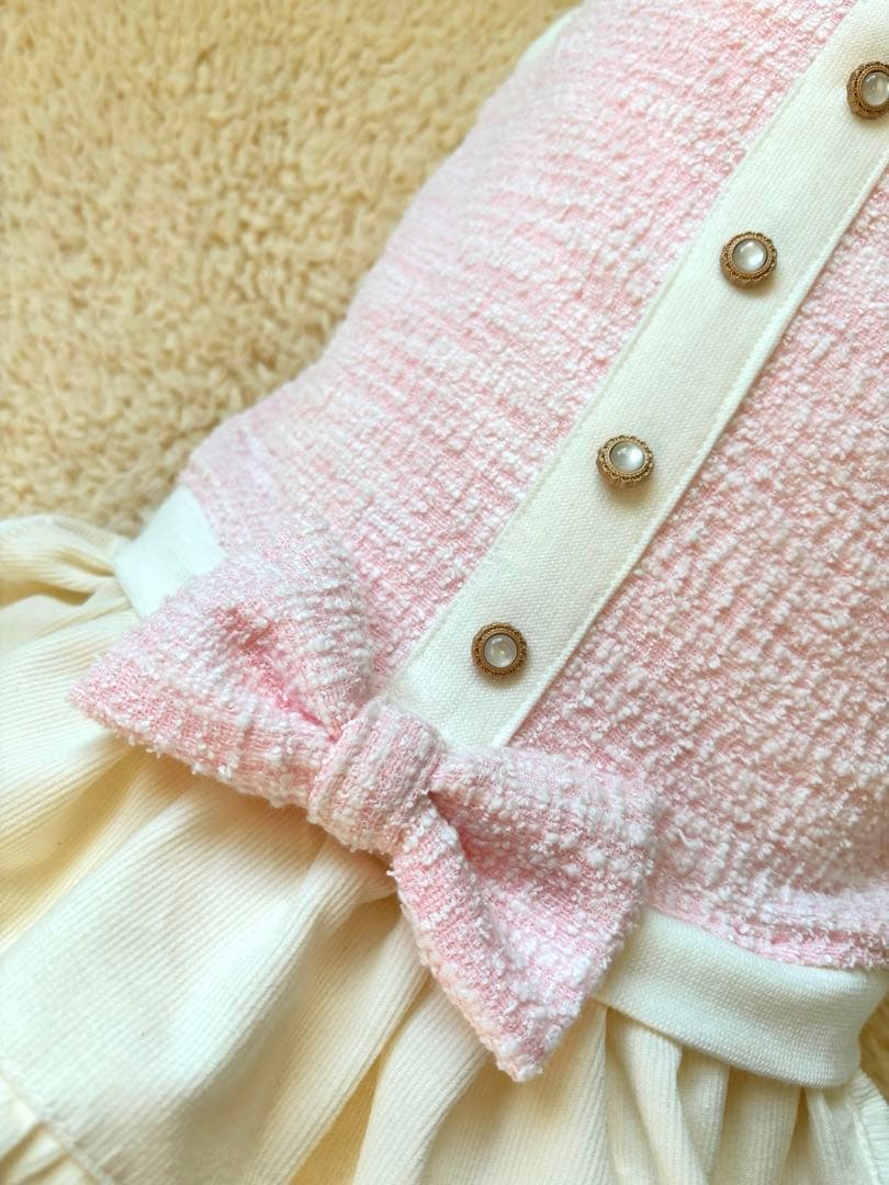 ハンドメイド　犬服　ツイードJK風ワンピース（サイズオーダー）