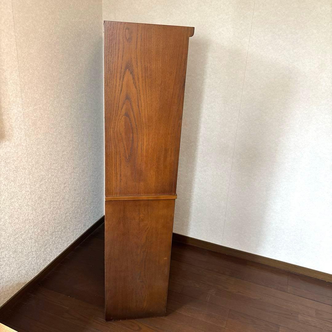 【良品】アンティーク ガラス棚 ブックケース フラップ式扉