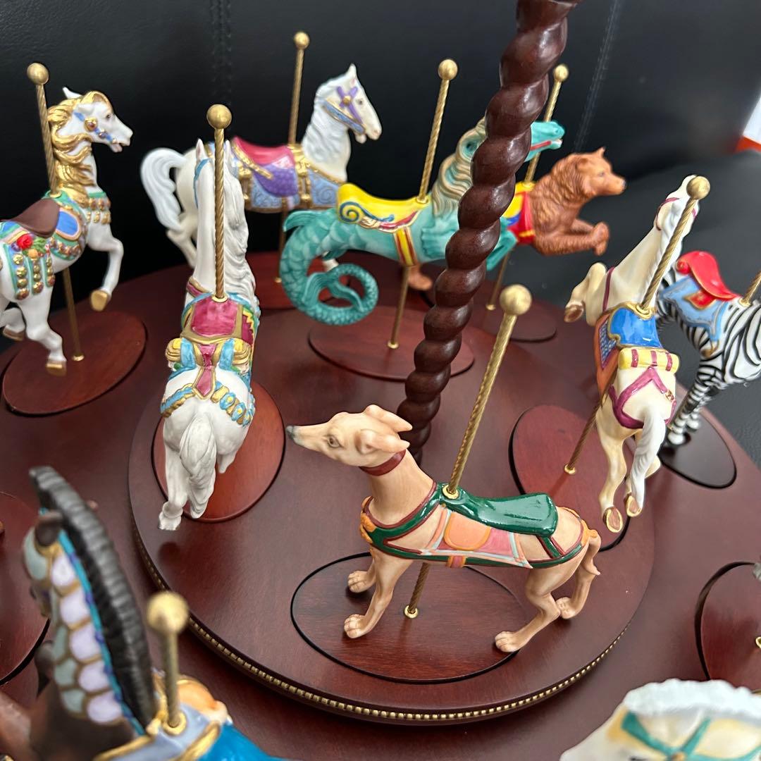 激レア★フランクリンミント/回転木馬 12体/カルーセル 木製ラックとセット★