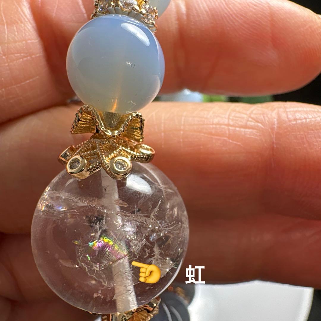 水入水晶　虹　ブルーオパール　ブレスレット