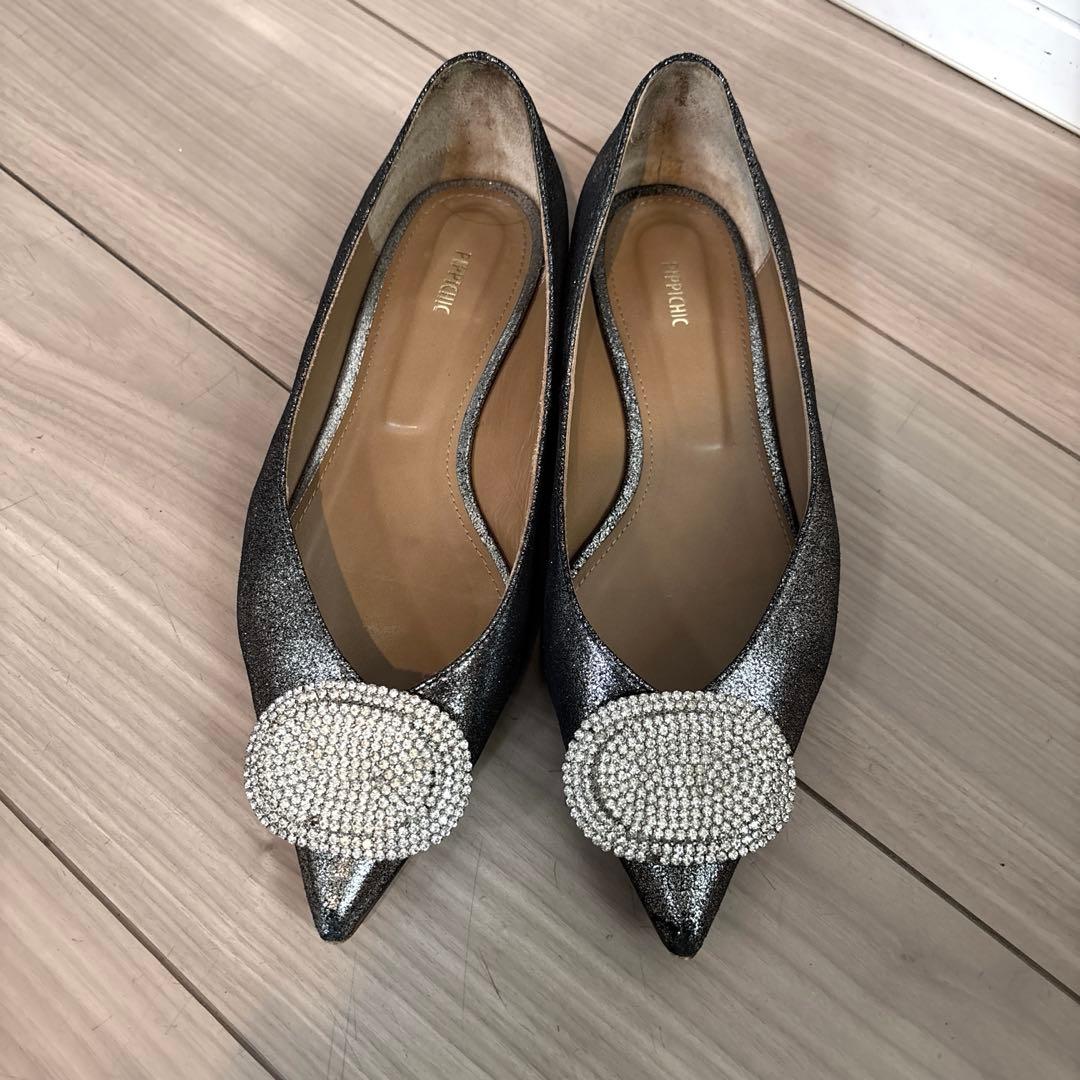 ピッピシック　ビジューパンプス　フラットシューズ　37