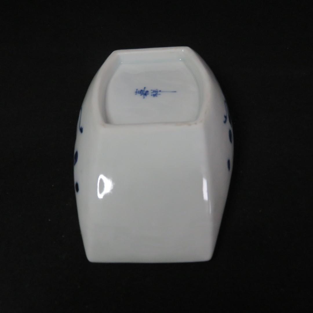 向付 変形皿 小皿 染付 七福神 銘 明治 大正 昭和初期 5客 その1