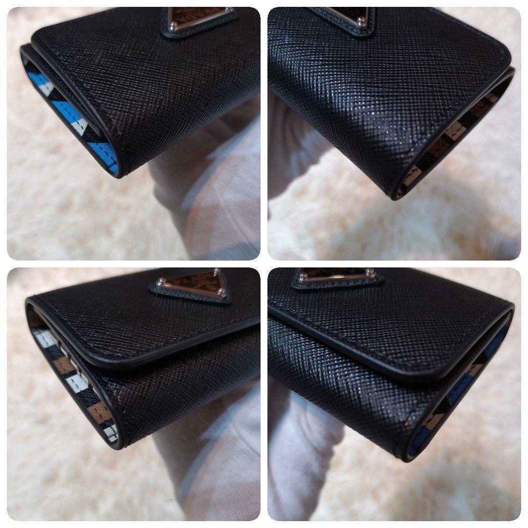 新品✨️　NFCタグ　プラダ　キーケース　4連　サフィアーノレザー　3角ロゴ