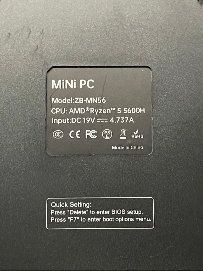 ミニPC MiNi PC ZBAMD Ryzen 5 5600H 16G+512GB