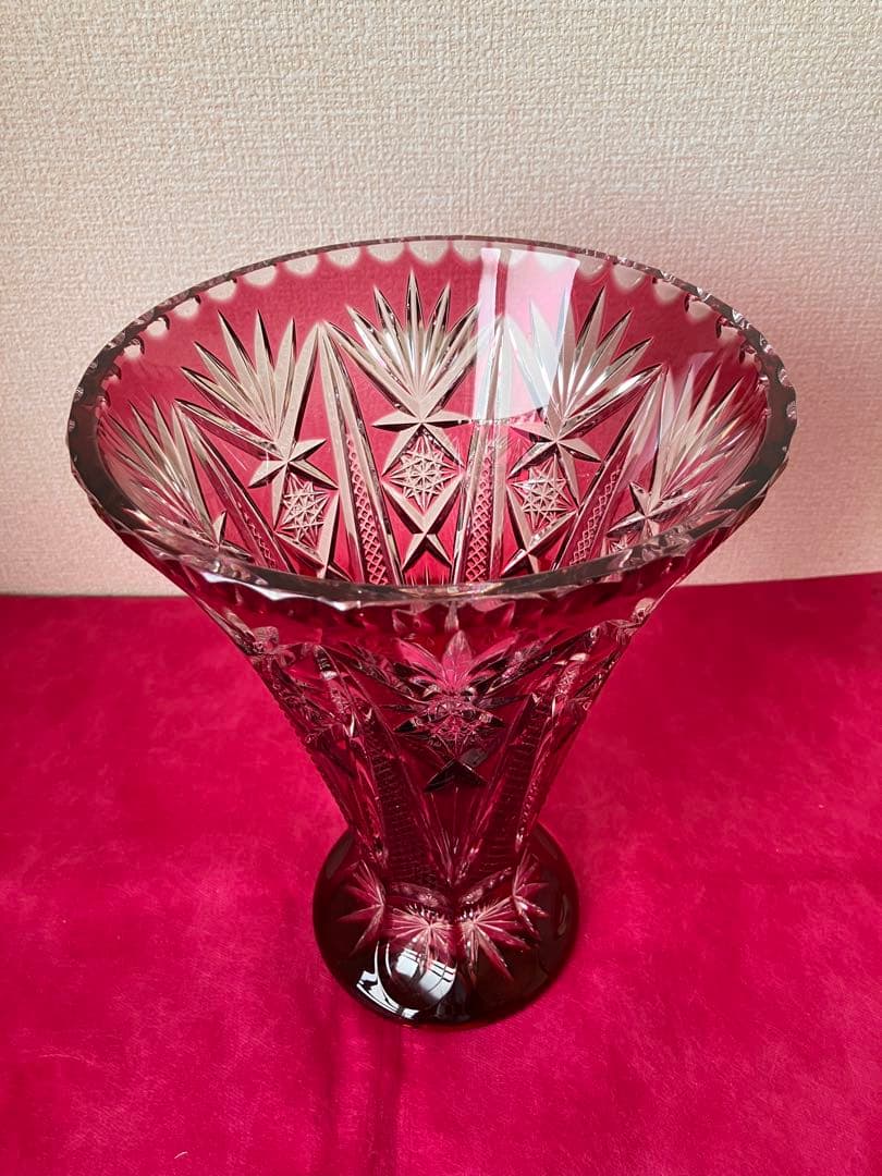 未使用品 NACHTMANN ガラス製 花瓶 赤 ヴィンテージ