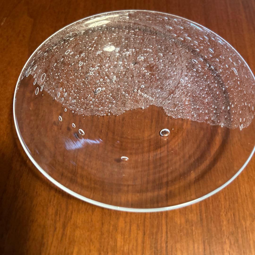 新品◆03荒川尚也　ガラス中皿５枚セット　晴耕社ガラス工房　泡ガラスプレート