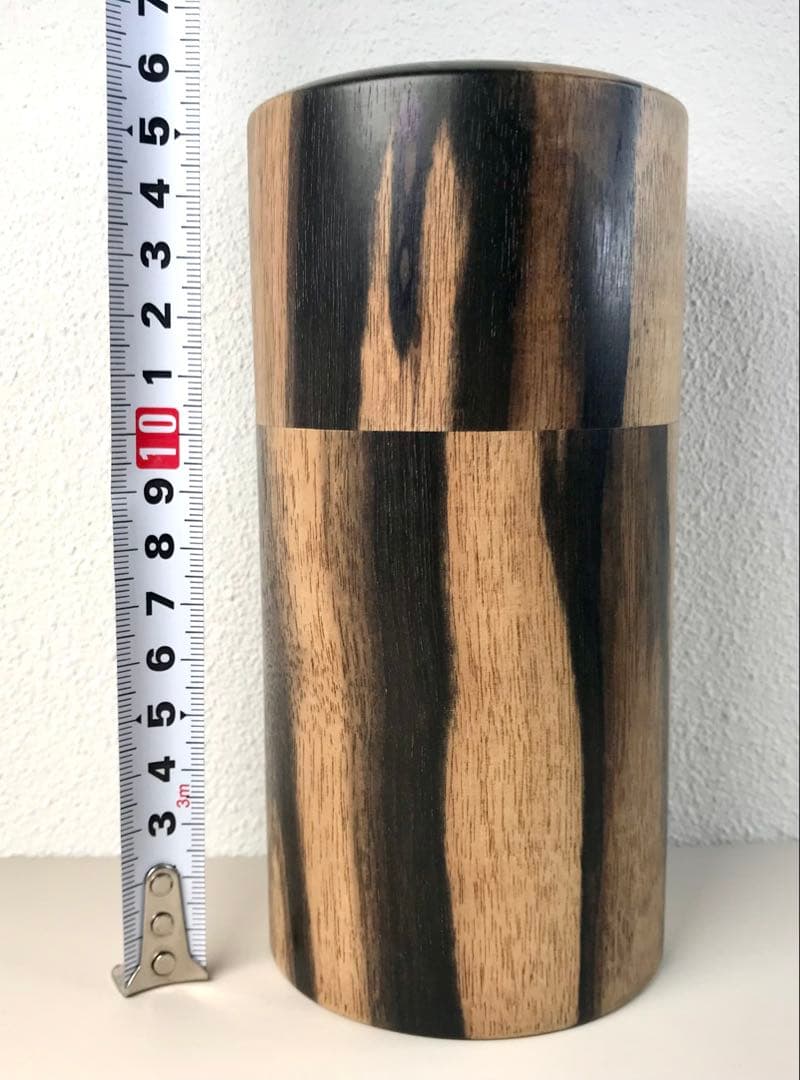 未使用 西羽製作 黒柿製 茶筒 煎茶道具 黒柿 古木造