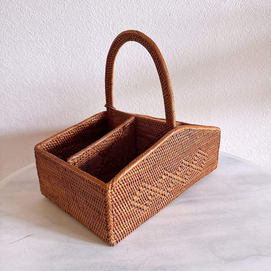 【新品】アタ 仕切り ボックス コスメボックス 収納雑貨 アタ雑貨 バリ島 カゴ