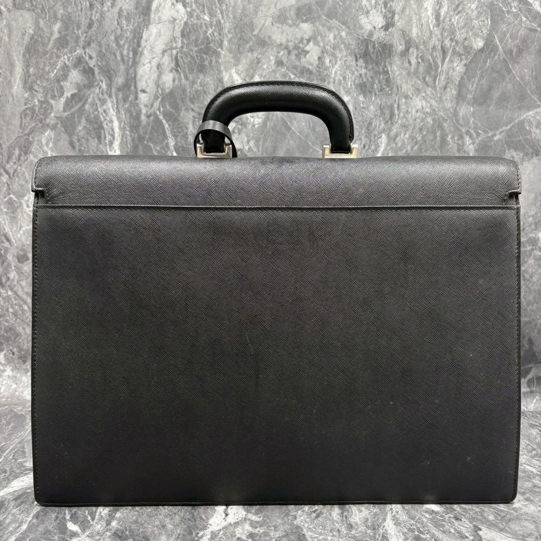 鍵付き美品 バーバリー サフィアーノレザー ブリーフケース ダレスバッグ 黒色