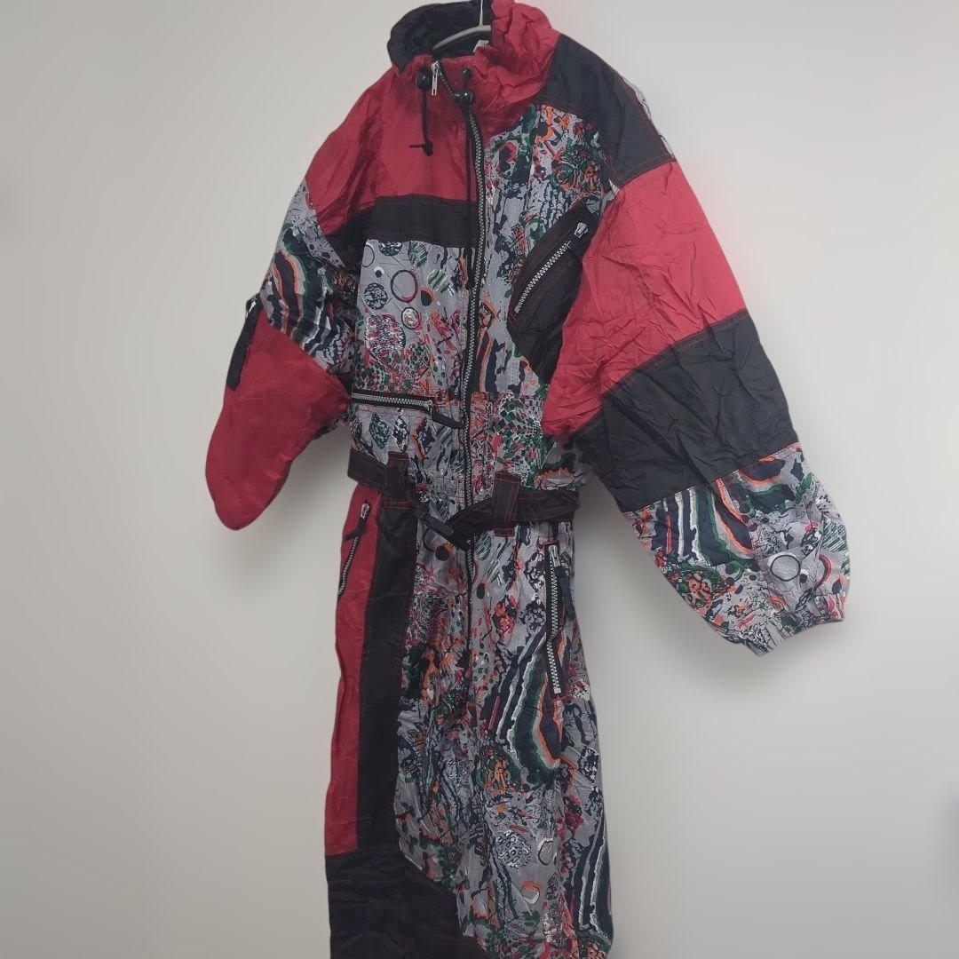 レトロ ヴィンテージ 総柄 スキーウェア つなぎ ジャンプスーツ