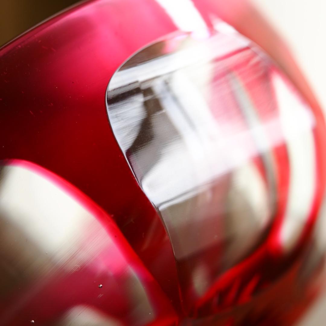 バカラ カット ボウル＆ソーサー セット B469a / エンパイア 金赤