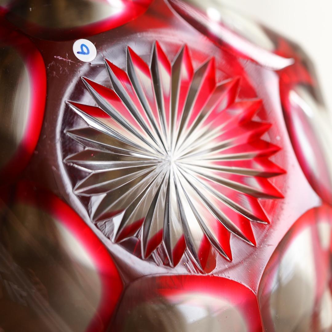 バカラ カット ボウル＆ソーサー セット B469a / エンパイア 金赤