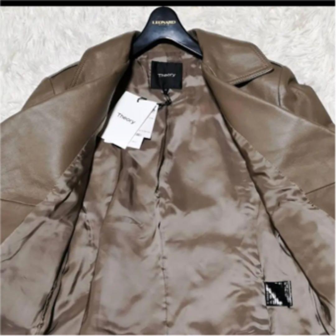 新品☆セオリー　レザージャケット　ラムレザー　P　ブラウン系　ダブル 18AW