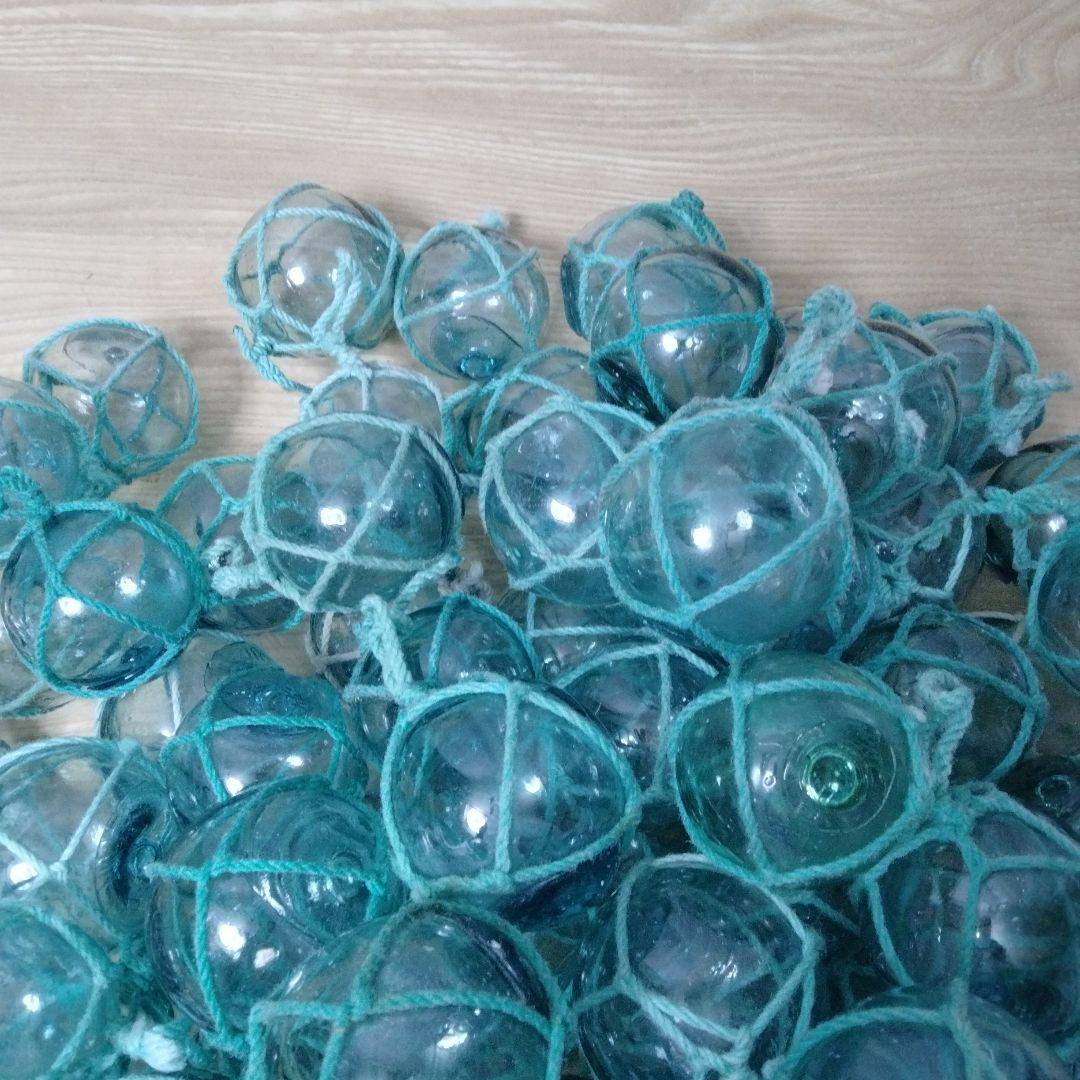 ガラス浮球　浮き玉　ガラス玉　漁具　 １００個セット　網紐付き
