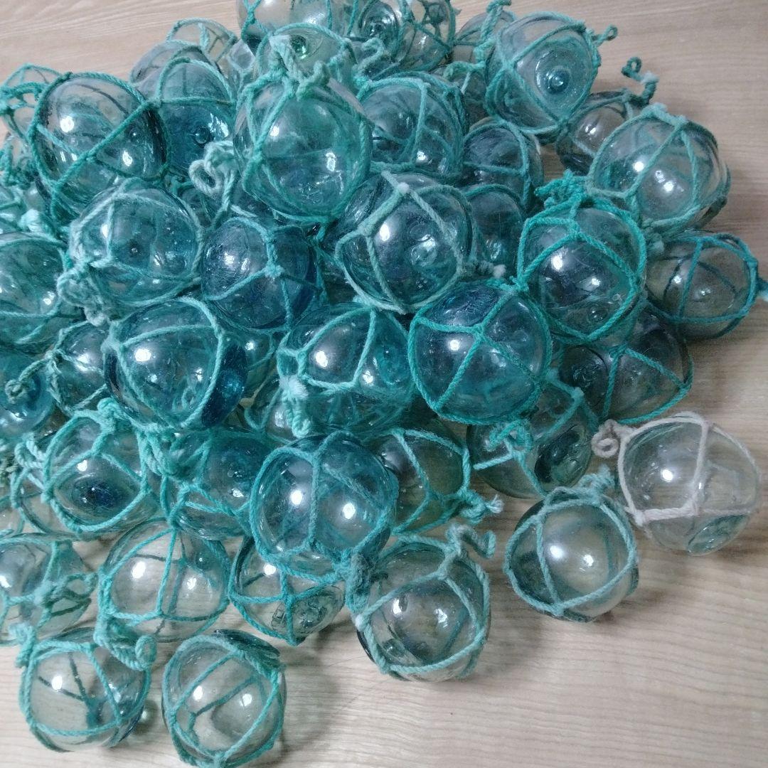 ガラス浮球　浮き玉　ガラス玉　漁具　 １００個セット　網紐付き